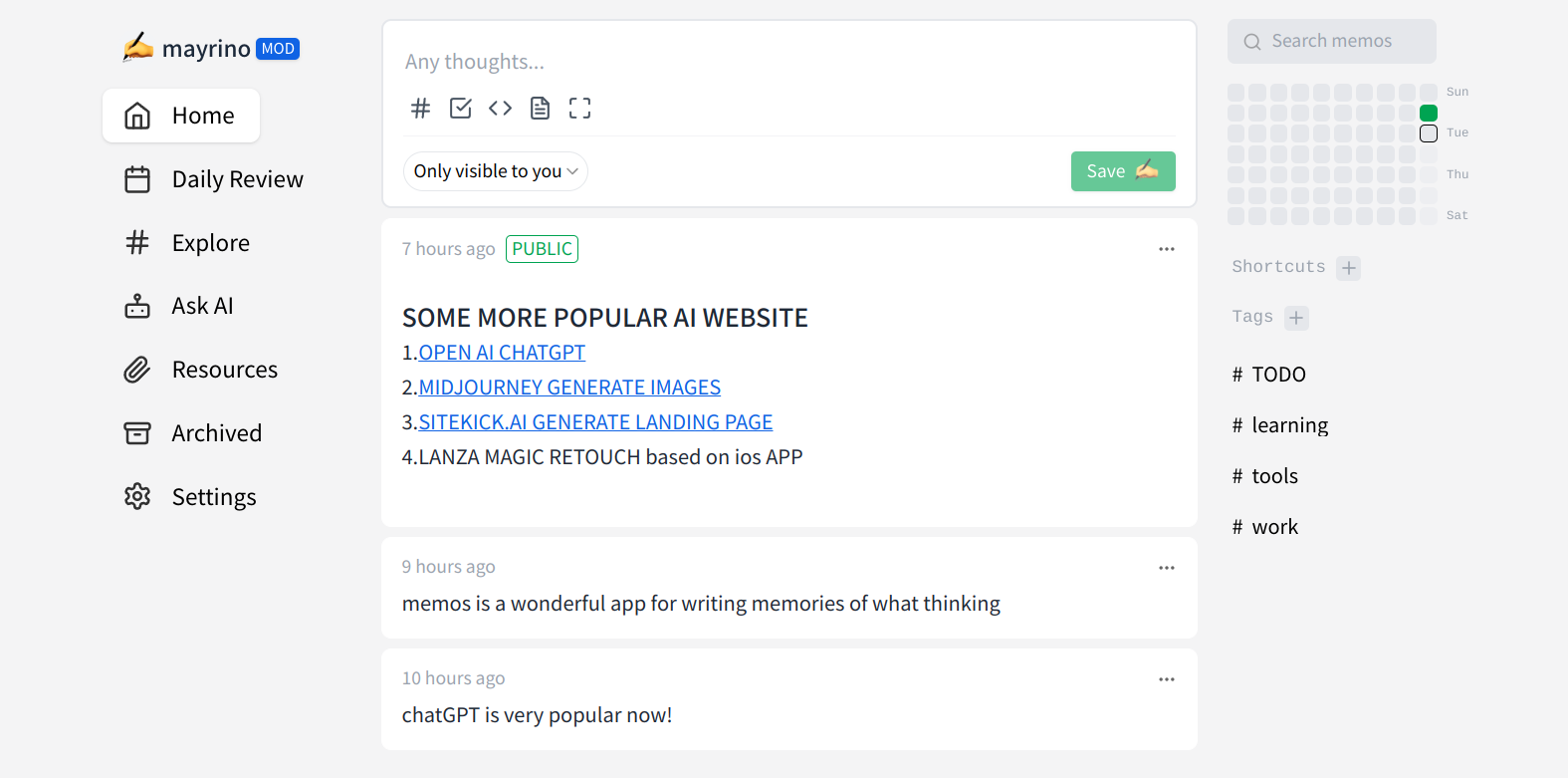 A lightweight, self-hosted memo hub. Open Source and Free forever